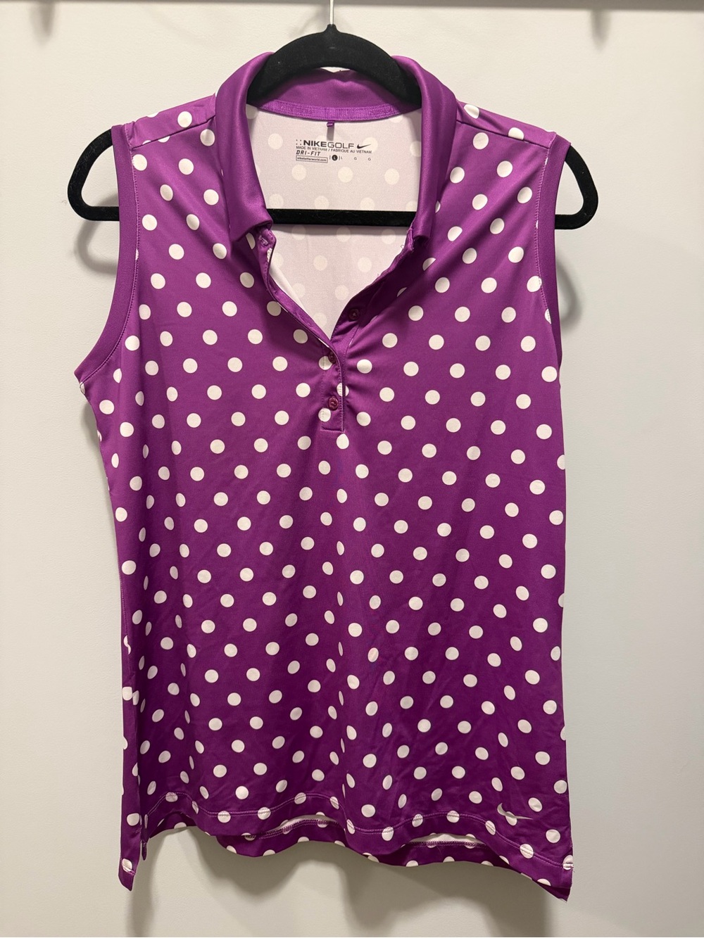 Nike Women’s Purple Polka Dot Sleeveless Golf Polo